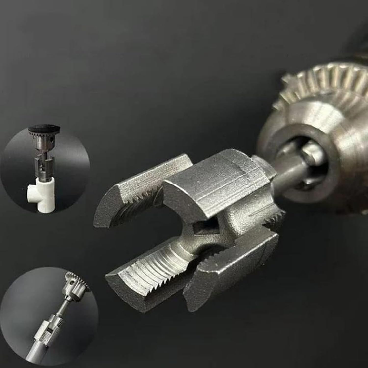 Pipe Thread Cutting Tool, Electric Drill Compatible Pvc Pipe Threader Kit, Thread Trimming and Angle Bolt Repair Tool, Garden Hose Thread Die, 1/2", 3/4"