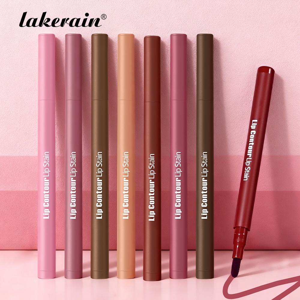 Lakerain 2-in-1 Lip Liner & Lip Stain, Waterproof High-Pigment Smudge-Proof Lip Tint, Non-Drying Formula for Precise Definition & Gradient Matte Looks, Travel-Friendly with 8 Shades for All Skin Tones