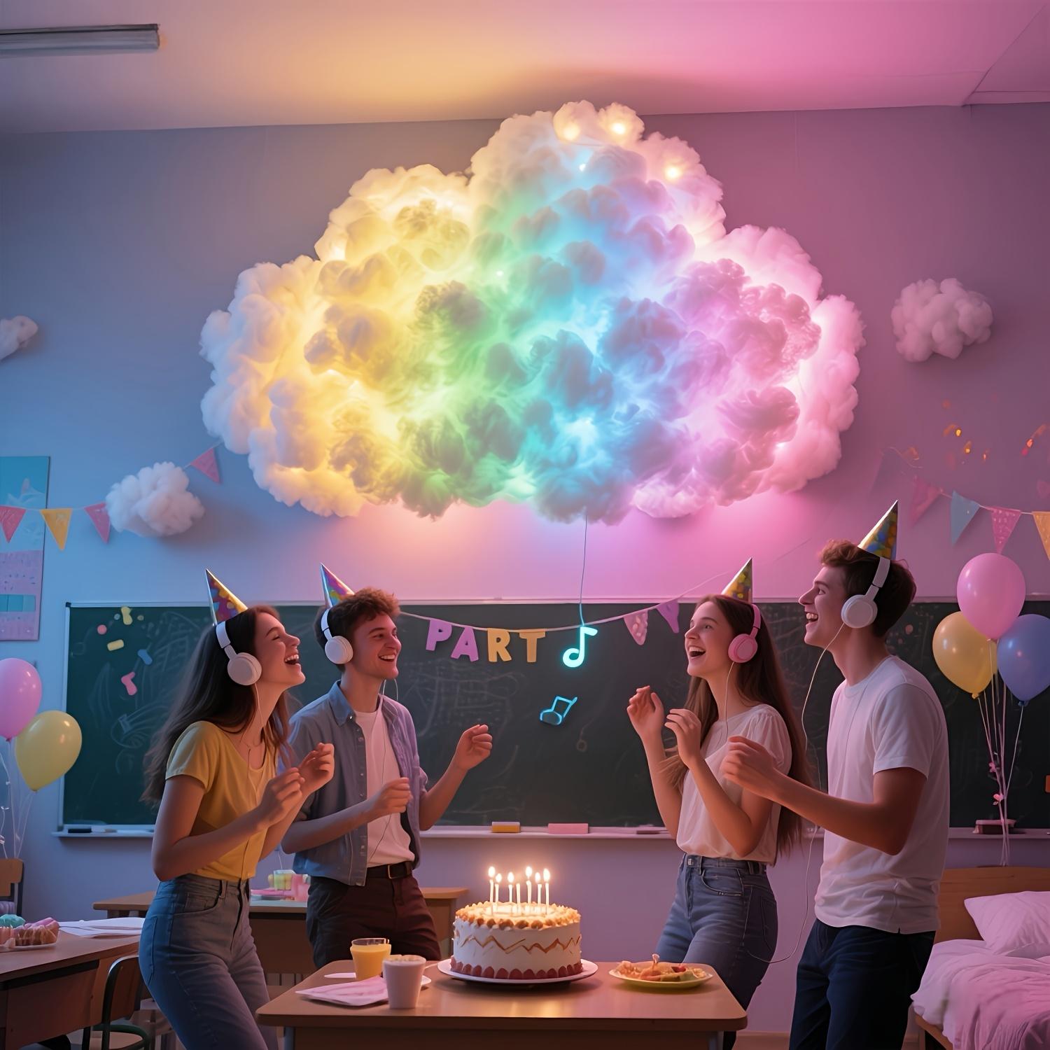 🎄Smart 3D Cloud LED Light | Color Changing & Music Sync Lights | Room Decor for Christmas, Halloween | USB Powered Family DIY Fun✨