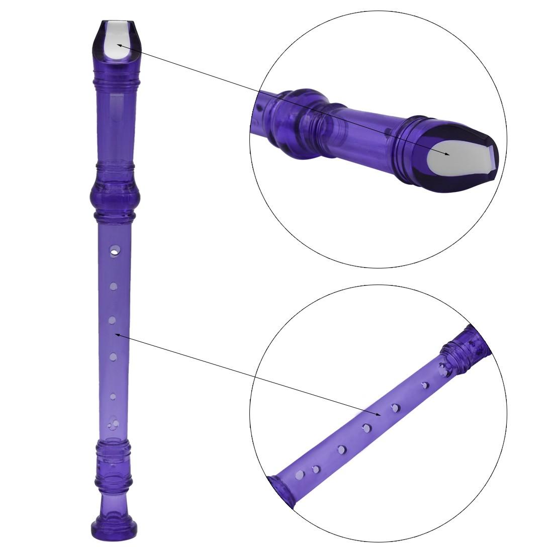 Transparent 8 Hole Recorder Flute Soprano C Key Easy Play Clear Plastic Wind Musical Instrument for Beginner Student Kids Practice School Music Teaching Classroom Daily Learning