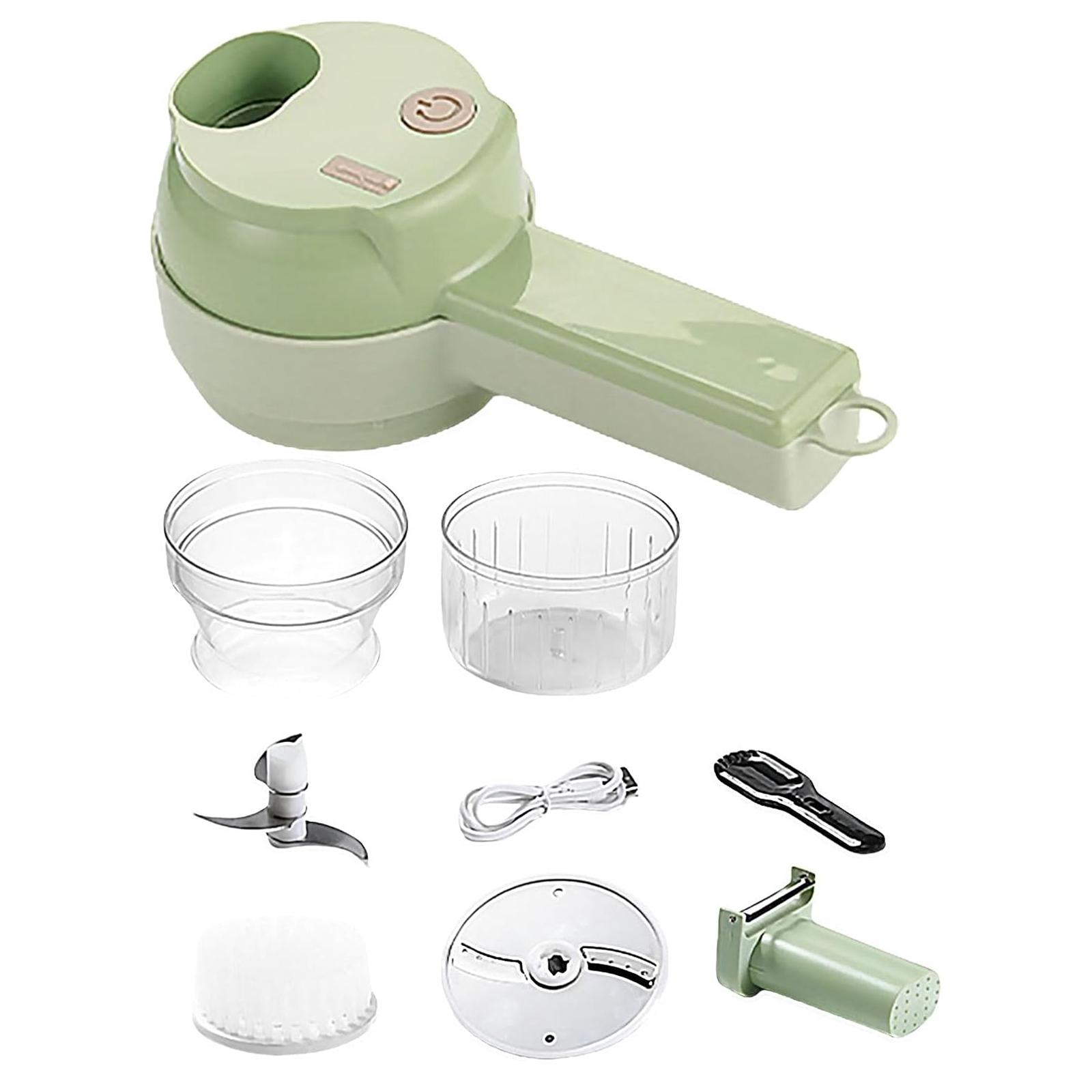 Multifunctional Portable Vegetable Processor, Electric 4-In-1 Chopper Set, Rechargeable, Ideal for Garlic, Peppers, Celery, Meat