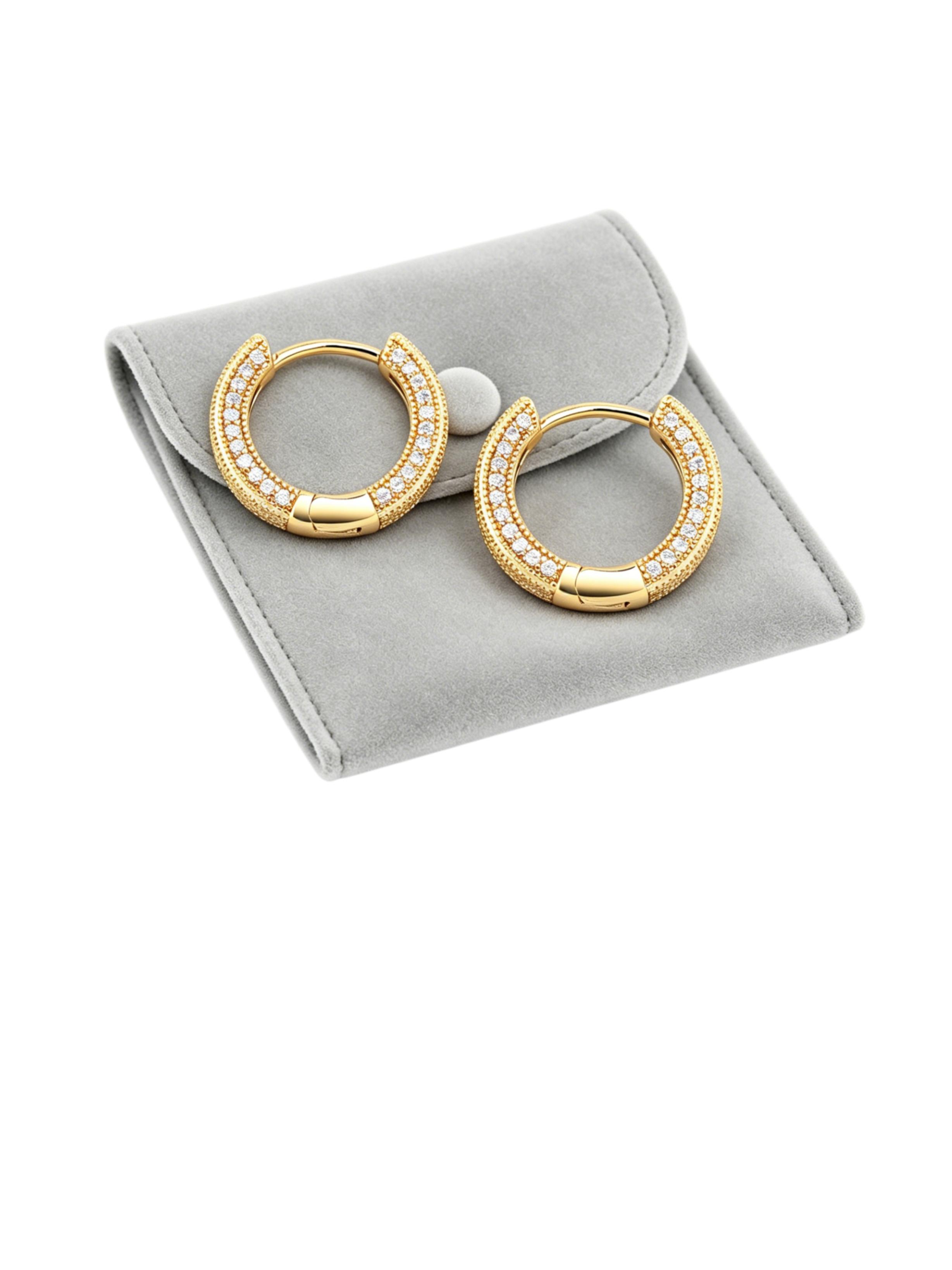 Huggie Hoop Earrings for Women, Full Pave Zircon, 14K Gold Plated & Silver Tone, Daily Party Jewelry, Mother’s Day Holiday Gift