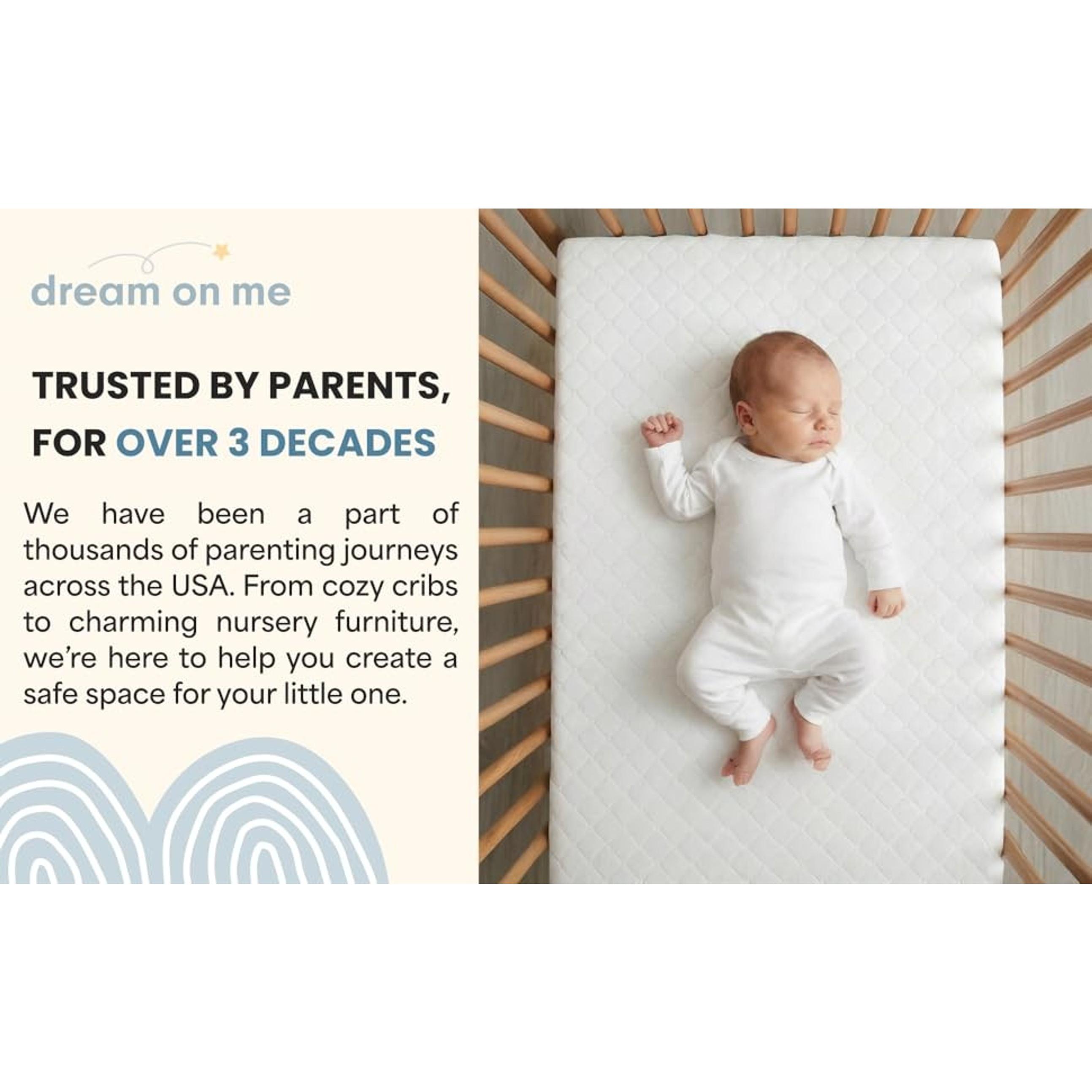 Holly 2-in-1 Mini Crib Mattress, Dual-Sided Infant & Toddler, Waterproof Cover, GREENGUARD Gold Certified, 38” x 24” x 3”, Fits Mini & Select Portable Cribs, Not for Playards