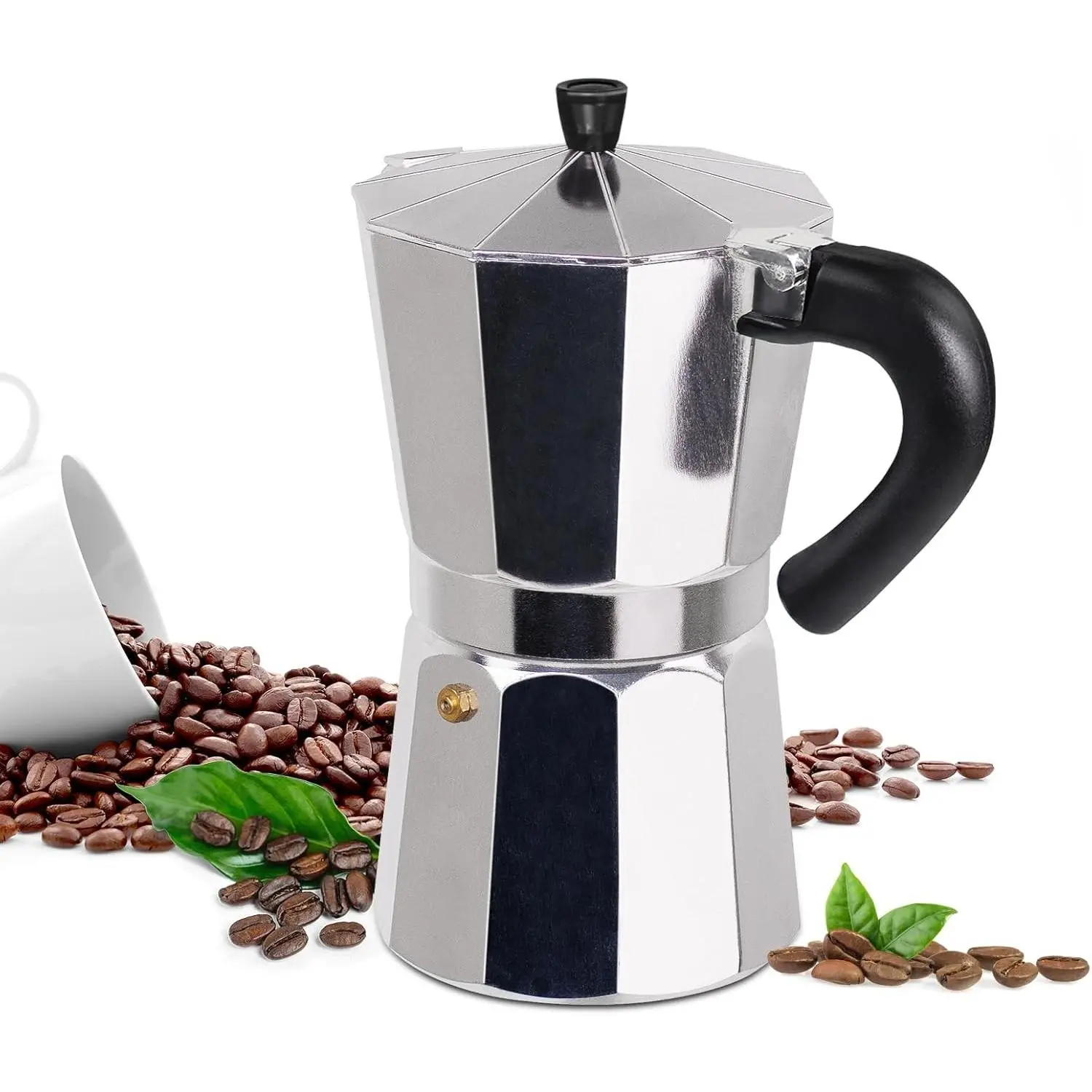 2 Cup 100ml Aluminum Moka Pot Italian Stovetop Espresso Coffee Maker Percolator Greca Portable Easy Brewing for Electric Ceramic Stove