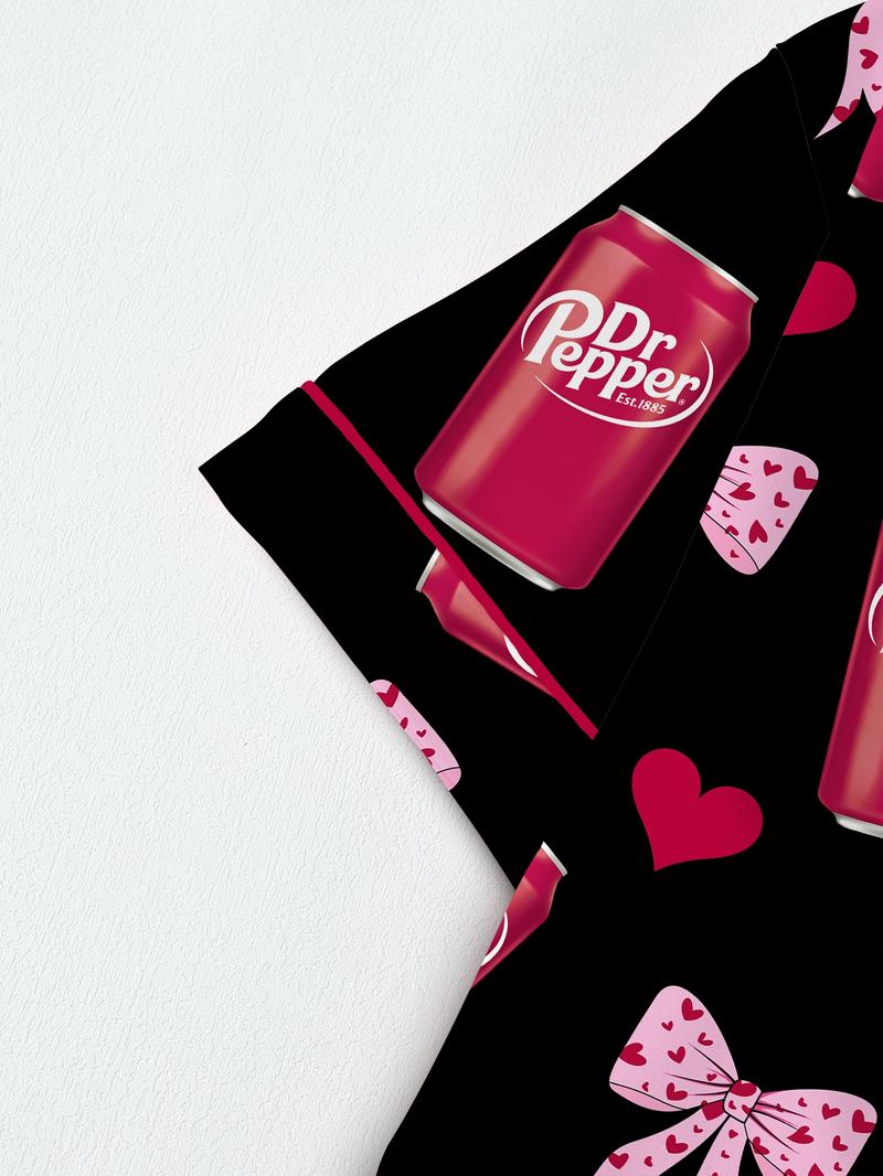 Women's Comfortable Cute Elastic Sleepwear Set, Spring Bow Tie Shirt and Pants Two-Piece, Short Sleeve Shorts, Party Wear