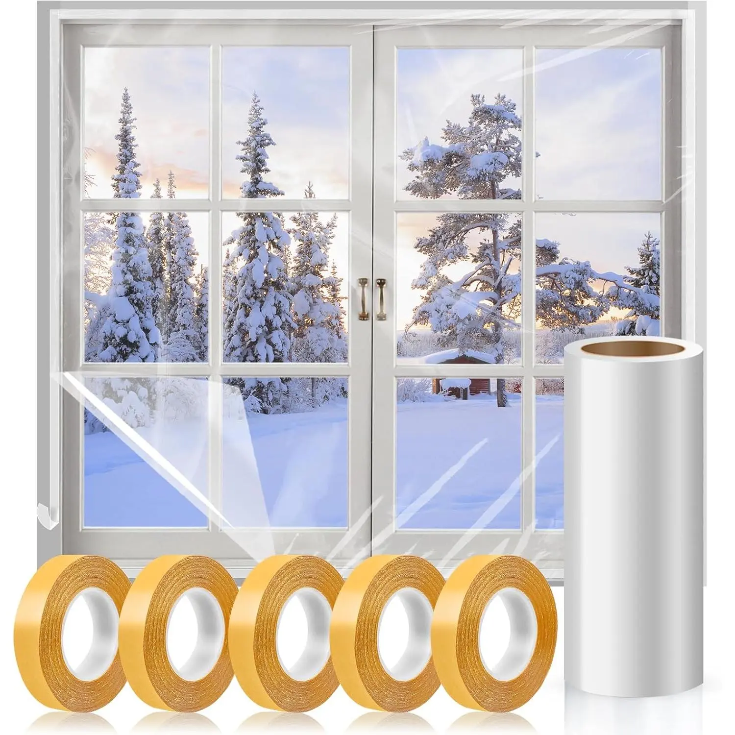Window Insulation Kit for Winter,63×394" Window Plastic for Winterizing Kit