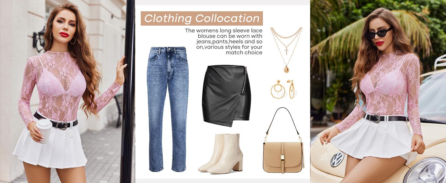 Avidlove Women's Mesh Top Long Sleeve Mock Neck Blouse Floral Lace Tops Avidlove Women's Mesh Top Long Sleeve Mock Neck Blouse Floral Lace Tops