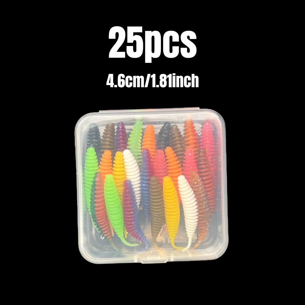 25pcs Mainland Worm Lure Soft Bait Fishing Bait for Carp and Black Bass Artificial Bait 1.81inch/ 2.48inch