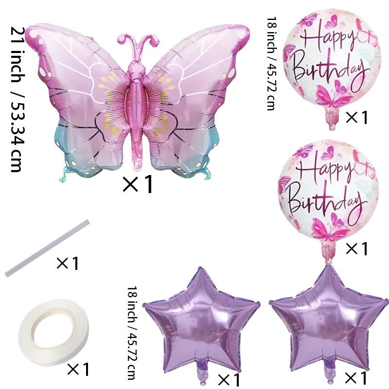 Dreamy Butterfly Star Foil Balloons, Assorted Styles Kit for Wedding, Birthday, Holiday Events, Backdrop Decor