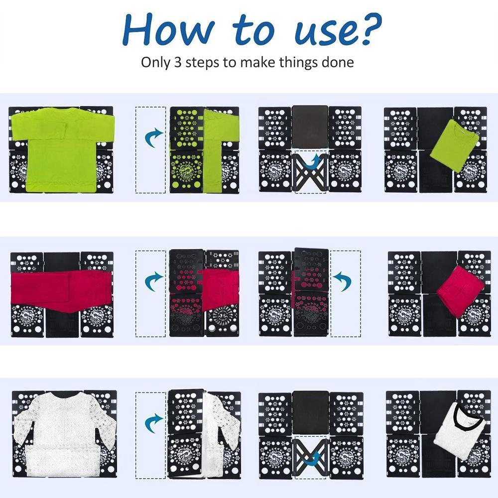 Durable Plastic Laundry Folding Board, Shirt & T-Shirt Folder, Clothes Organizer, Essential Home Storage Solution, Laundry Products, Black