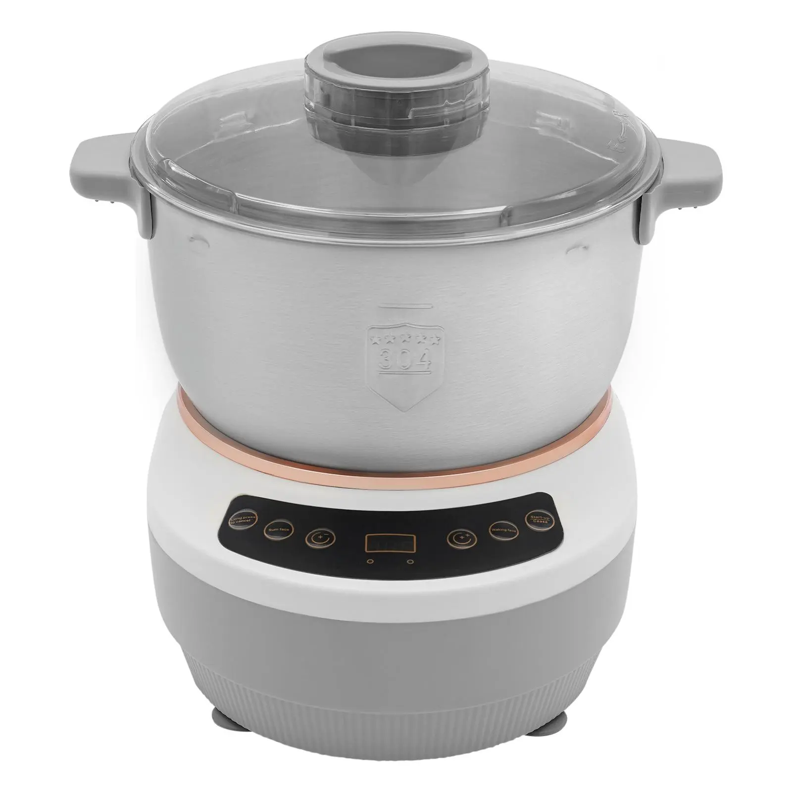 304 Stainless Steel Modern Automatic Dough Kneading Machine Appliance - 110V US Plug, 5L, 29x24x30 cm, Digital Screen, Touch Control, Single Unit Kitchen Appliances for Home & Shop Use