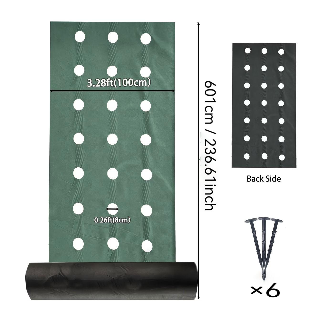 Dual Layer Perforated Non-Woven Weed Barrier Cloth, 8cm Hole Size, Breathable Water-Permeable PP Material, Garden Use