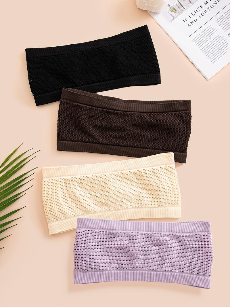 Women's Ruched Wireless Bandeau Bra, Breathable Comfy Bra, Minimalist Hollow Out Push Up Lingerie Top, Strapless Bra, Underwear, Bralette Lingerie for Women, Bras for Women, Lingerie for All Seasons