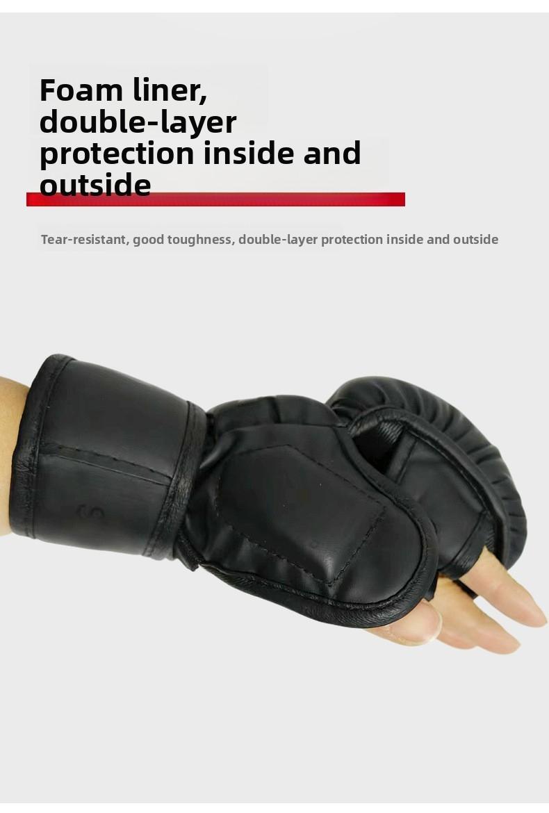 Adult Boxing Gloves for Sanda Training MMA Fighting Punching Bag Half Finger Professional Competition Kickboxing Gloves Shock Absorption Breathable Wrist Support Protective Gear for Martial Arts Sparring Grappling Training for Men Women Athletes