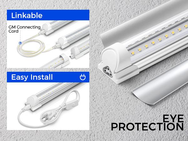 Barrina T8 Grow Lights V-Shape with Reflector, 4FT, Full Spectrum, 168W(4 x 42W), Linkable, 5000K Daylight White, 4 Packs