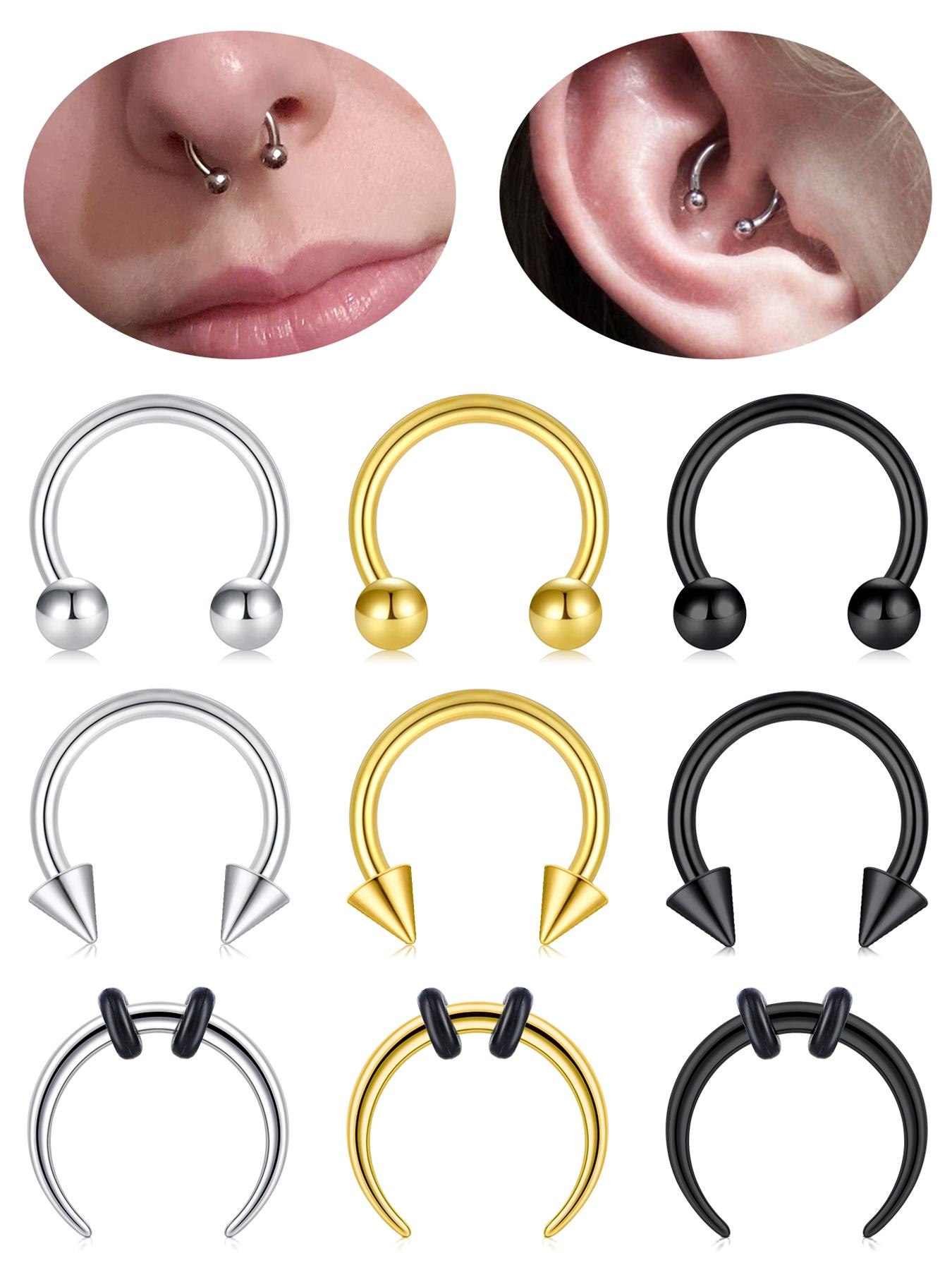 Unisex Horseshoe Nose Ring, 16g Stainless Steel, 8mm, Inner Thread Design, Suitable for Ear Lobe, Septum, Cartilage, Lip Piercing Jewelry, Septum Pierced Ring Unisex Horseshoe Nose Ring, 16g Stainless Steel, 8mm, Inner Thread Design, Suitable for Ear Lobe, Septum, Cartilage, Lip Piercing Jewelry, Septum Pierced Ring