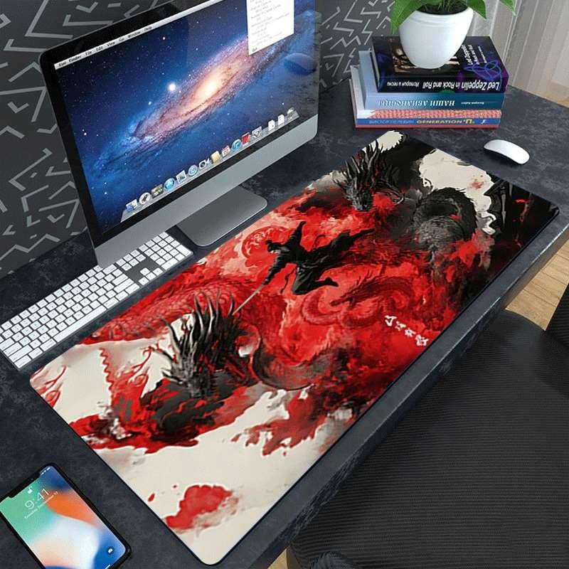 Durable Large Anti-Slip Rubber Mouse Pad, Dragon Water Ink Design, Gaming Office Multi-Functional Keyboard Mat, Perfect Holiday Gift