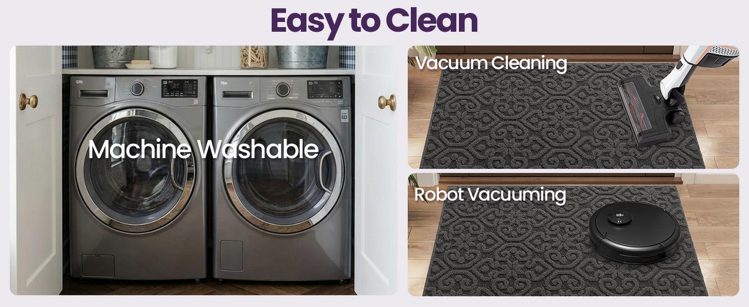 DEXI Non Slip Entryway Rug, 24x36 Indoor Absorbent Machine Washable Dirt Trapper Rug for House, Patio, Machine Washable Rug,back to school,dorm essentials,home decor,home essentials