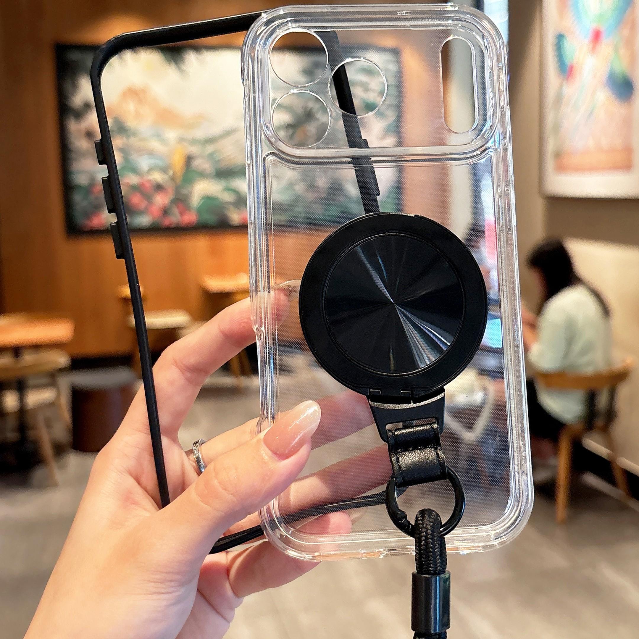 High-Quality Transparent Phone Case with Stand and Lanyard, Tpu Material, Shockproof, Compatible with iPhone 17 Pro Max to 11 Pro Max