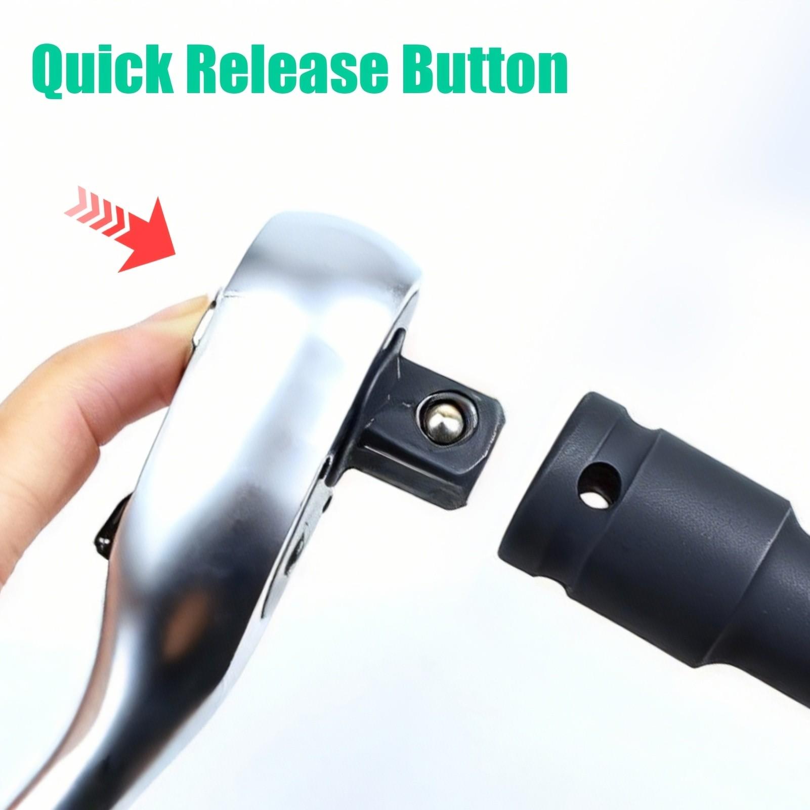 72-Tooth Quick Release Ratchet，1/4" 3/8" 1/2" Drive Socket Wrench, Reversible Ratchet Wrench , Professional Hand Tool for Automotive Repair and Mechanics Use