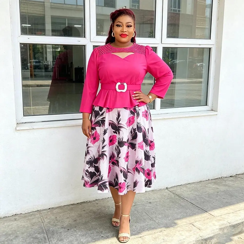 Elegant African Dresses for Women Dashiki Ankara Print Office Lady Outfits Robe Plus Size Turkey Evening Party Long Dress 2026