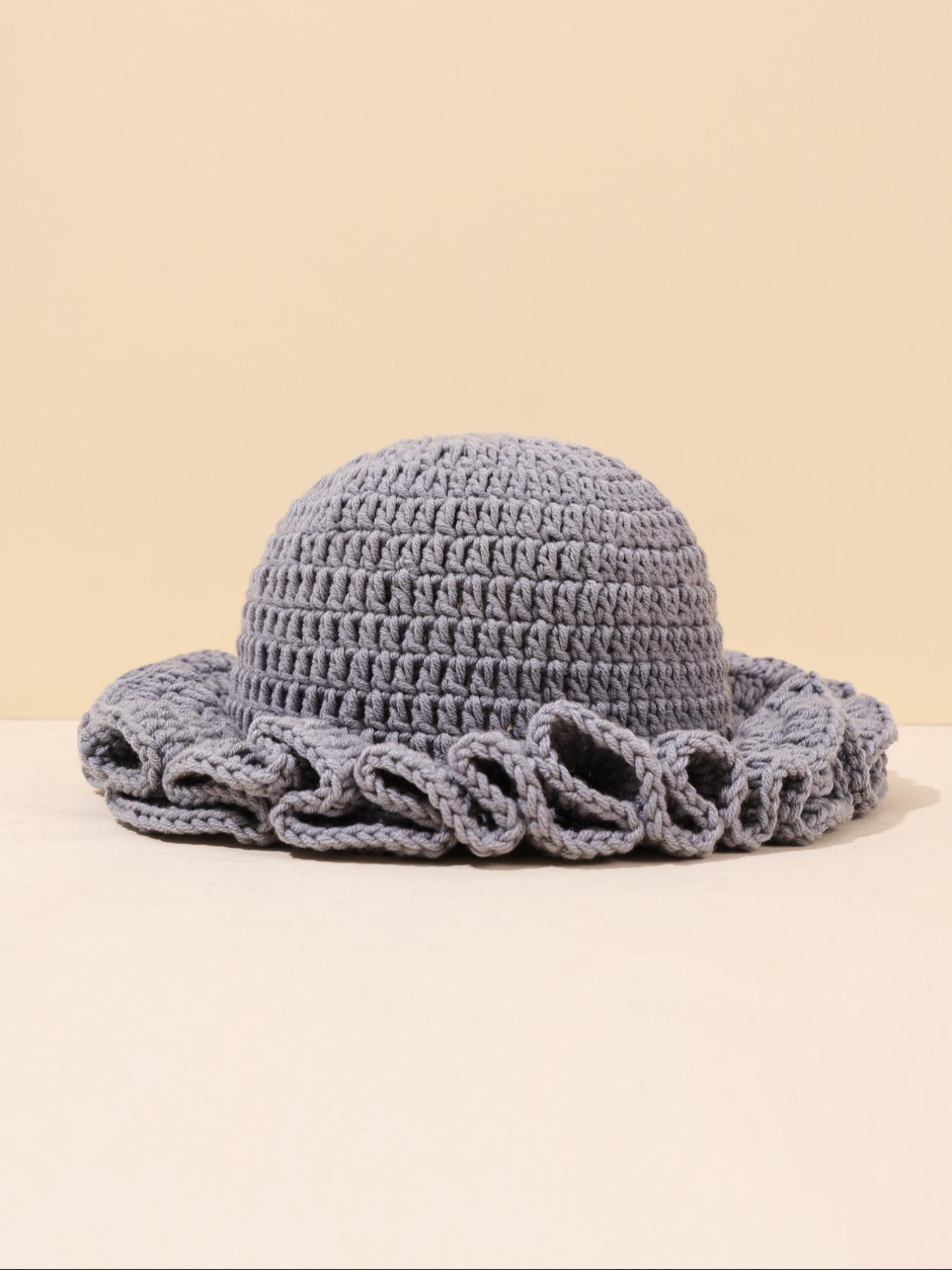 Women's Solid Color Ruffle Knitted Hat, 13 Colors Available, Compact & Exquisite Design, Perfect for Vacations & Gifts