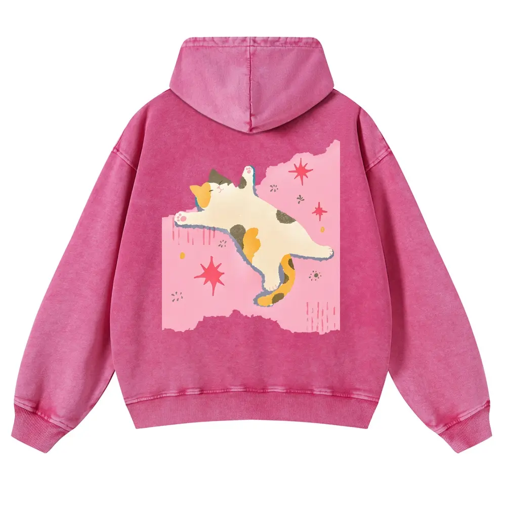 Unisex Stretching Calico Cat Pink Aesthetic Graphic Washed hoodie Personalized Pattern Y2k Clothing Round Neck Washed hoodie,Women's Clothing 100% Cotton, Menswear, Top, Vintage Style,Summer Casual Oversized