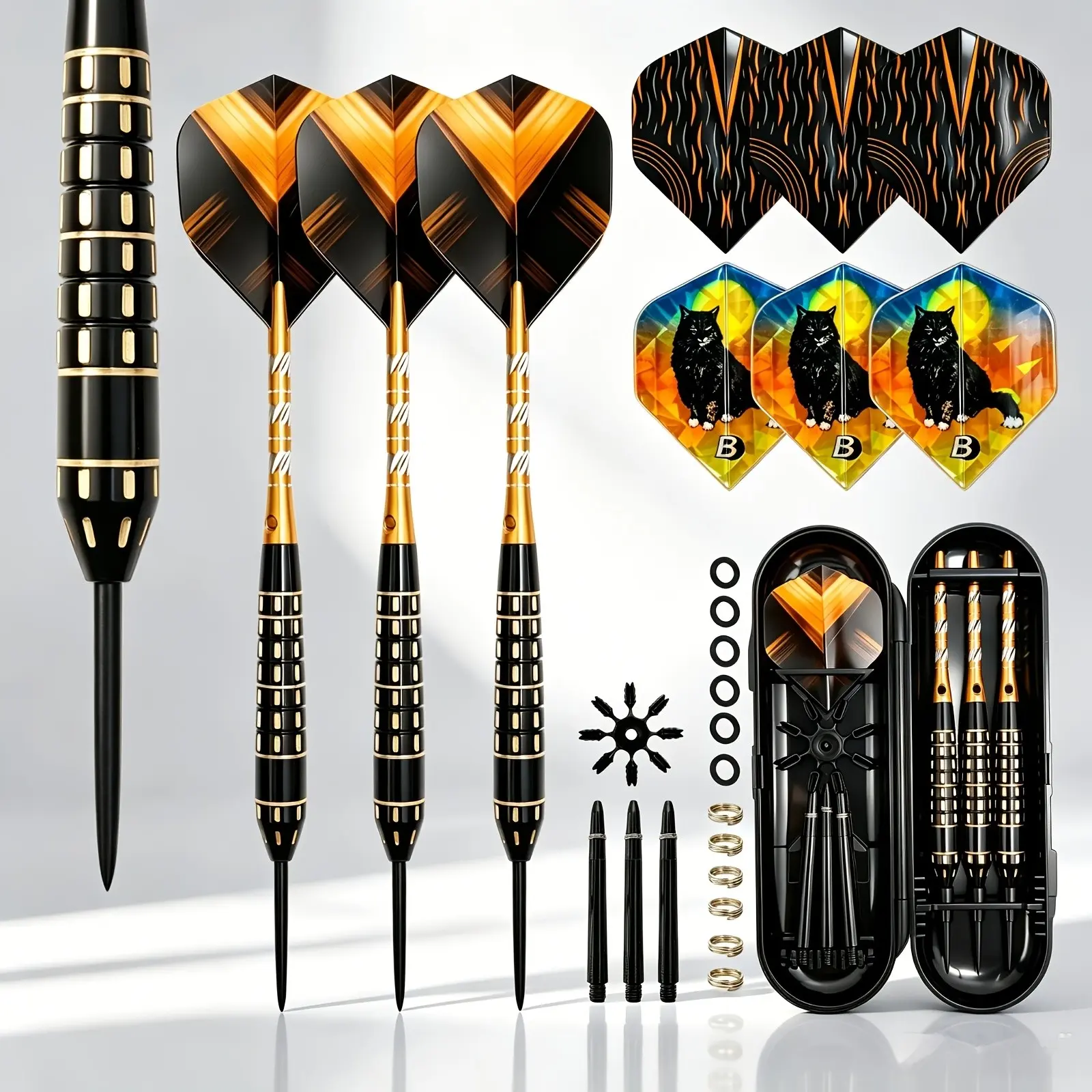 3-Pack 24g Professional Hard Dart Set, Pvd Electroplated Anti-Slip Copper Barrel, Multiple Accessories, Theme