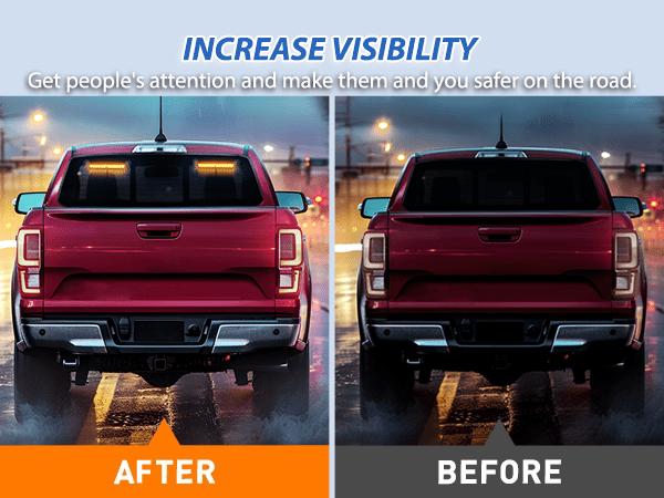 Nilight 24LED High Intensity 12-24V DC Aluminum Tinted 2-in-1 Emergency Strobe Traffic Advisor Light Bar, Amber Dash Warning Safety Flashing Lights for Windshield, Law Enforcement Trucks Cars Plow Vehicles