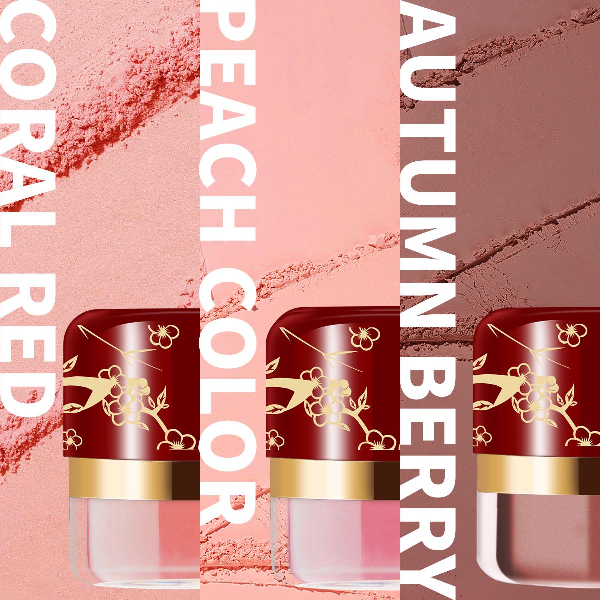 ROSE Three-Color Blush, Including Coral Red, Peach Pink, Frostbitten Red, Turns You Into a Vitality Girl, Suitable For Daily Makeup, Fully Shows Feminine Softness, Holiday Gift, Halloween Gift, Christmas Gift, For Mom And Girlfriend, Compact And Exquisite