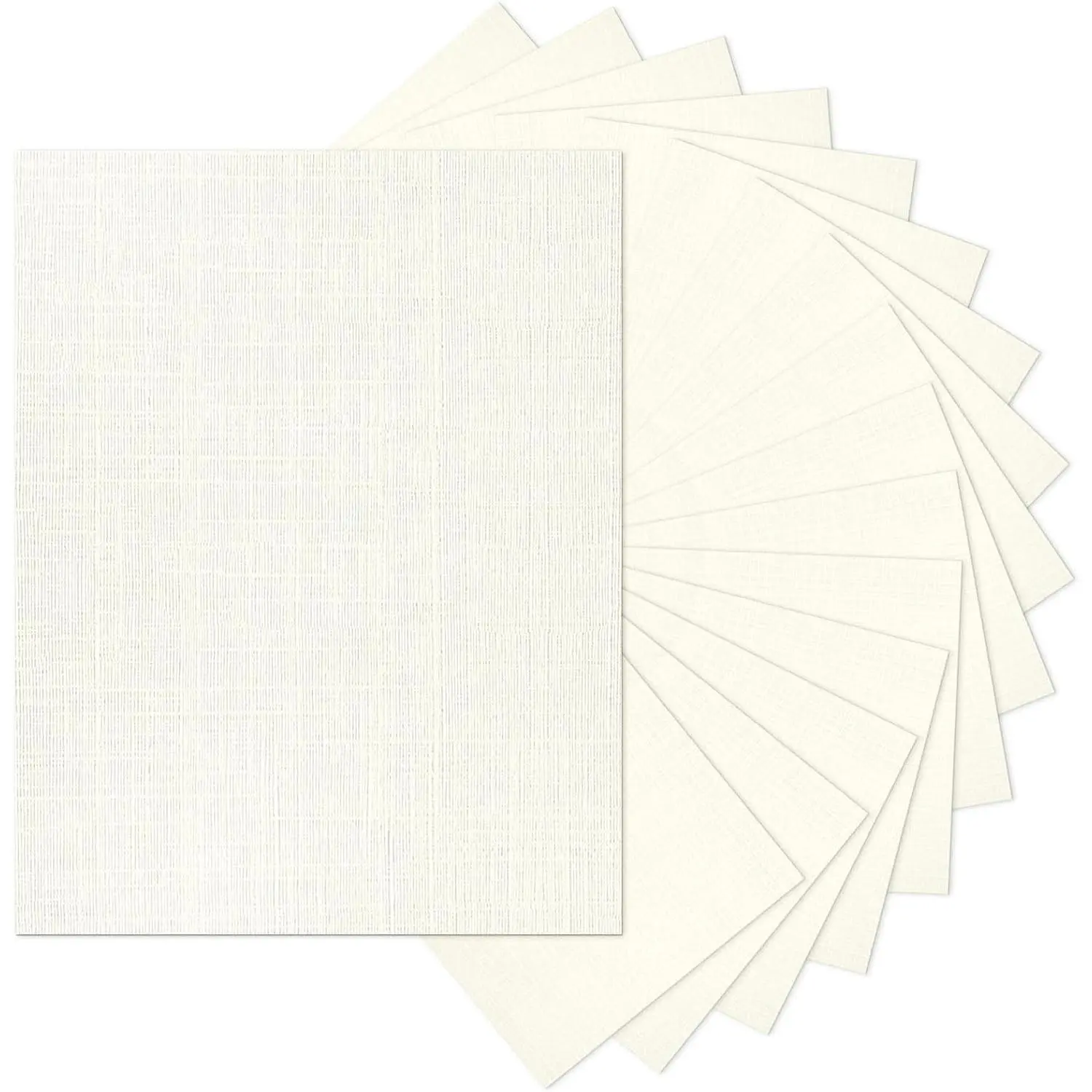 8.5 x 11 Ivory Textured Cardstock Linen Paper, Light Cream Cardstock Wedding Invitation Cards 80 lb Linen Paper for Printing, Invitations, Arts & Crafts and Business Cards, 100 Pack