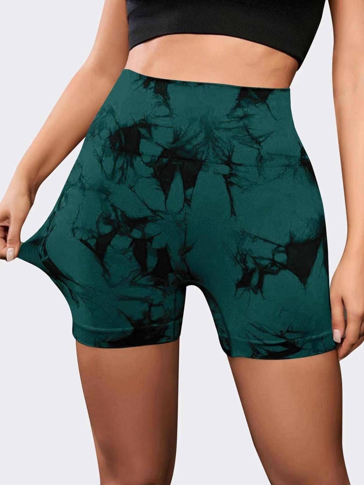Women's High Waist Seamless Tie Dye Gym Shorts, Wide Elastic Band Gym & Cycling Workout Pants, Stretchy Activewear for Women, Soft Stretch Shorts, Athletic Shorts Women's High Waist Seamless Tie Dye Gym Shorts, Wide Elastic Band Gym & Cycling Workout Pants, Stretchy Activewear for Women, Soft Stretch Shorts, Athletic Shorts