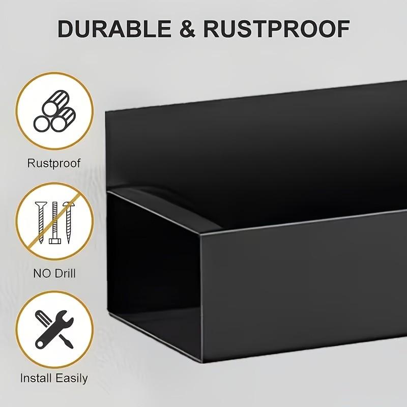 1 Set Magnetic Side Storage Rack, Magnetic Attachment, Universal for Refrigerator & Washing Machine Side - Easy to Install, No Drilling Required, Stylish Black Metal Finish. Wall-Mounted Spice Organizer, Suitable for Storing Laundry Essentials.