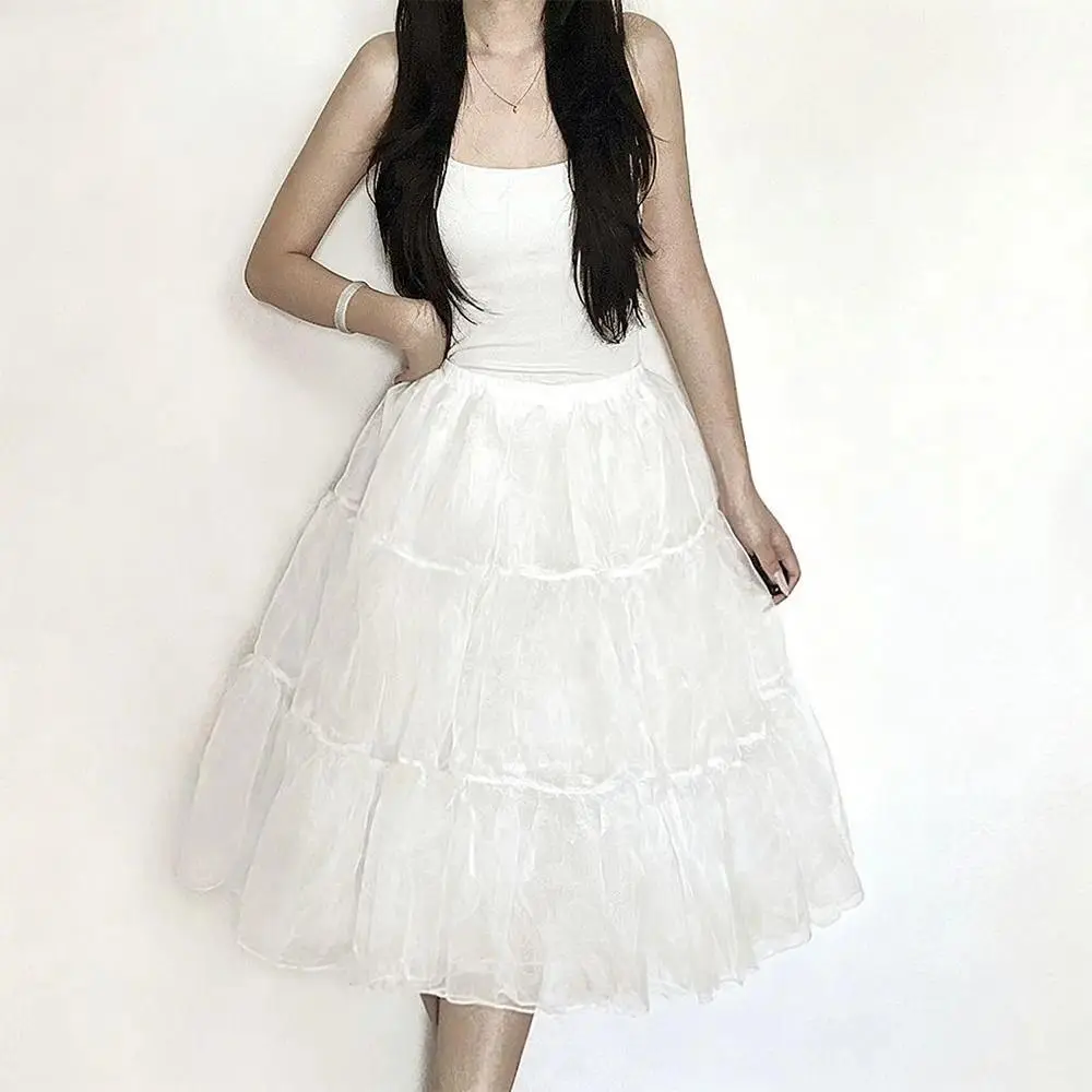 Fashion Lolita Petticoat Without Hoop White Underskirt Crinoline Cosplay Breathable Ball Gown Petticoats Party Dress