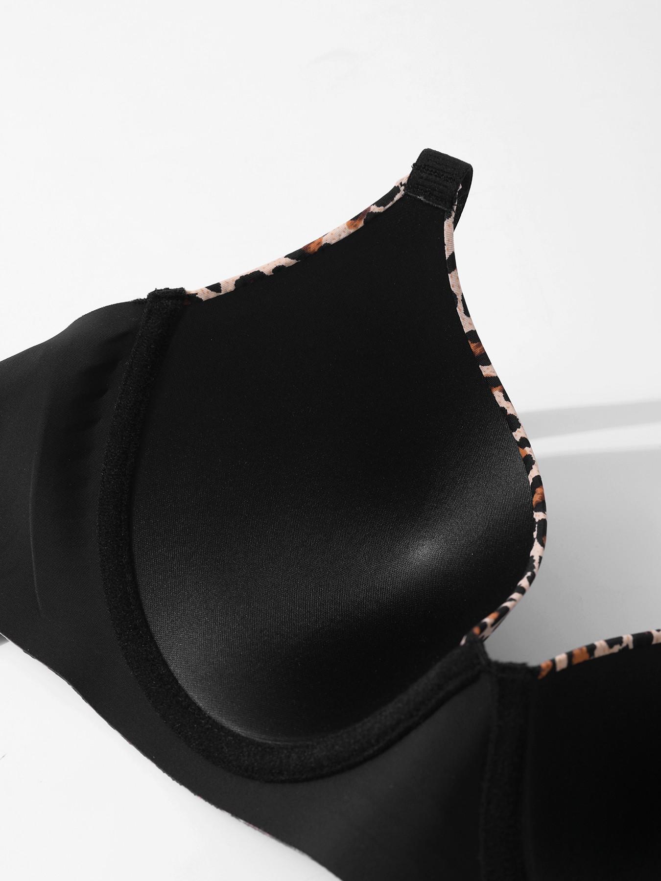 3pack / 3 colors leopard print seamless bra, four rows of two hooks, push-up and lift, adjustable straps, with underwire, sports bra, suitable for daily wear, parties, yoga, comfortable, breathable, skin-friendly, women's bra.