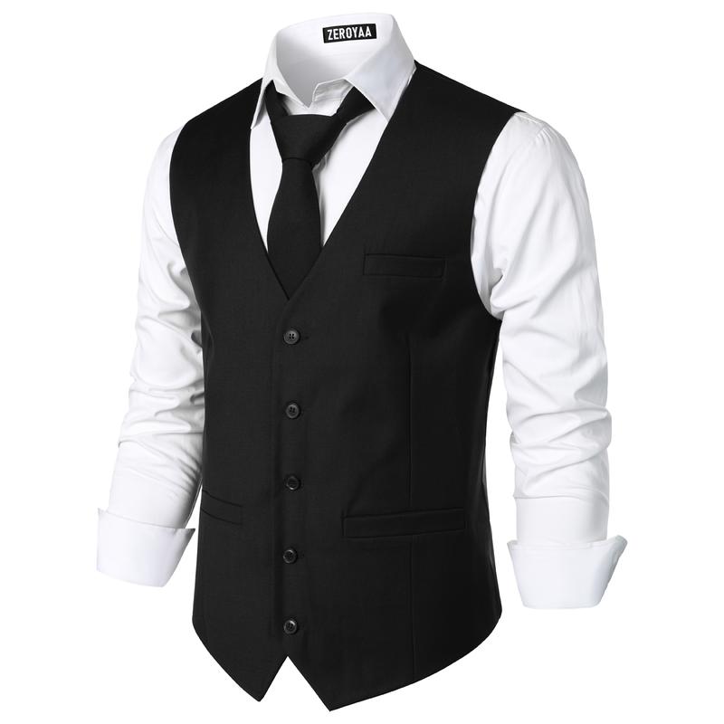 ZEROYAA Men's Hipster Urban Design 3 Pockets Business Formal Dress Vest for Suit Tuxedo ZEROYAA Men's Hipster Urban Design 3 Pockets Business Formal Dress Vest for Suit Tuxedo