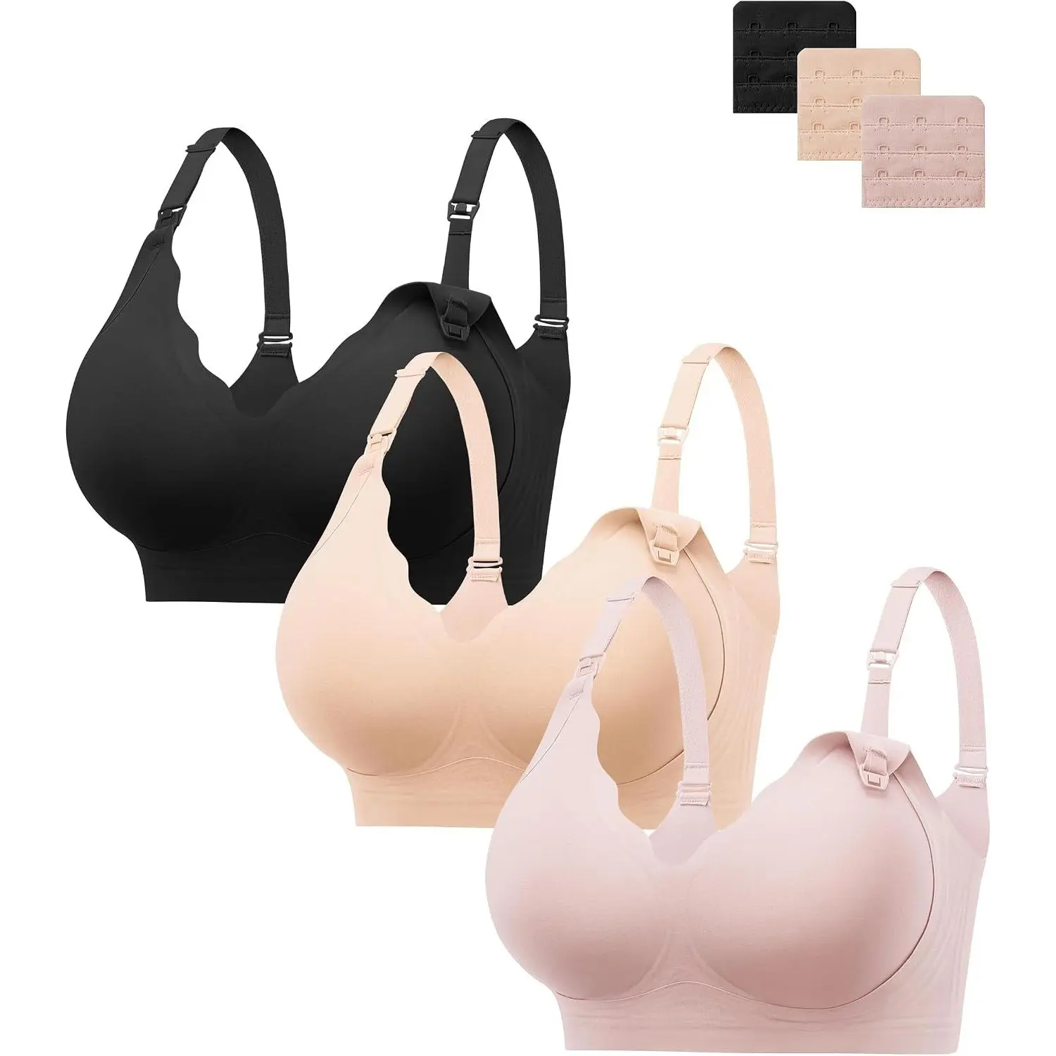 3 Pack Jelly Seamless Nursing Bras for Breastfeeding Comfort | Wireless Maternity Bras Full Coverage Scalloped Lift Push Up Pregnancy Sleep BralettesGift