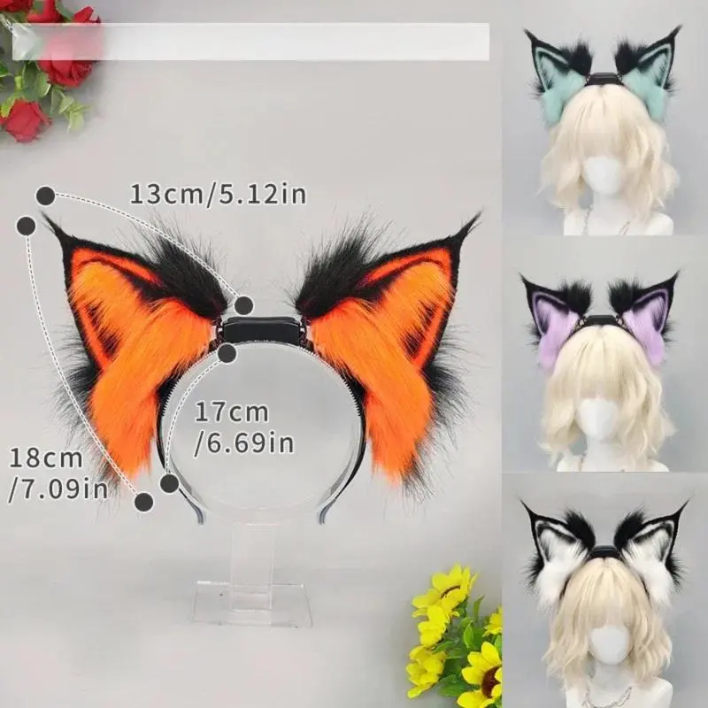 Electric Fox Ear Headband Gravity-Sensitive Simulation Realistic Animal Fluffy Ears Cosplay Headpiece Cat Ear Anime Accessories
