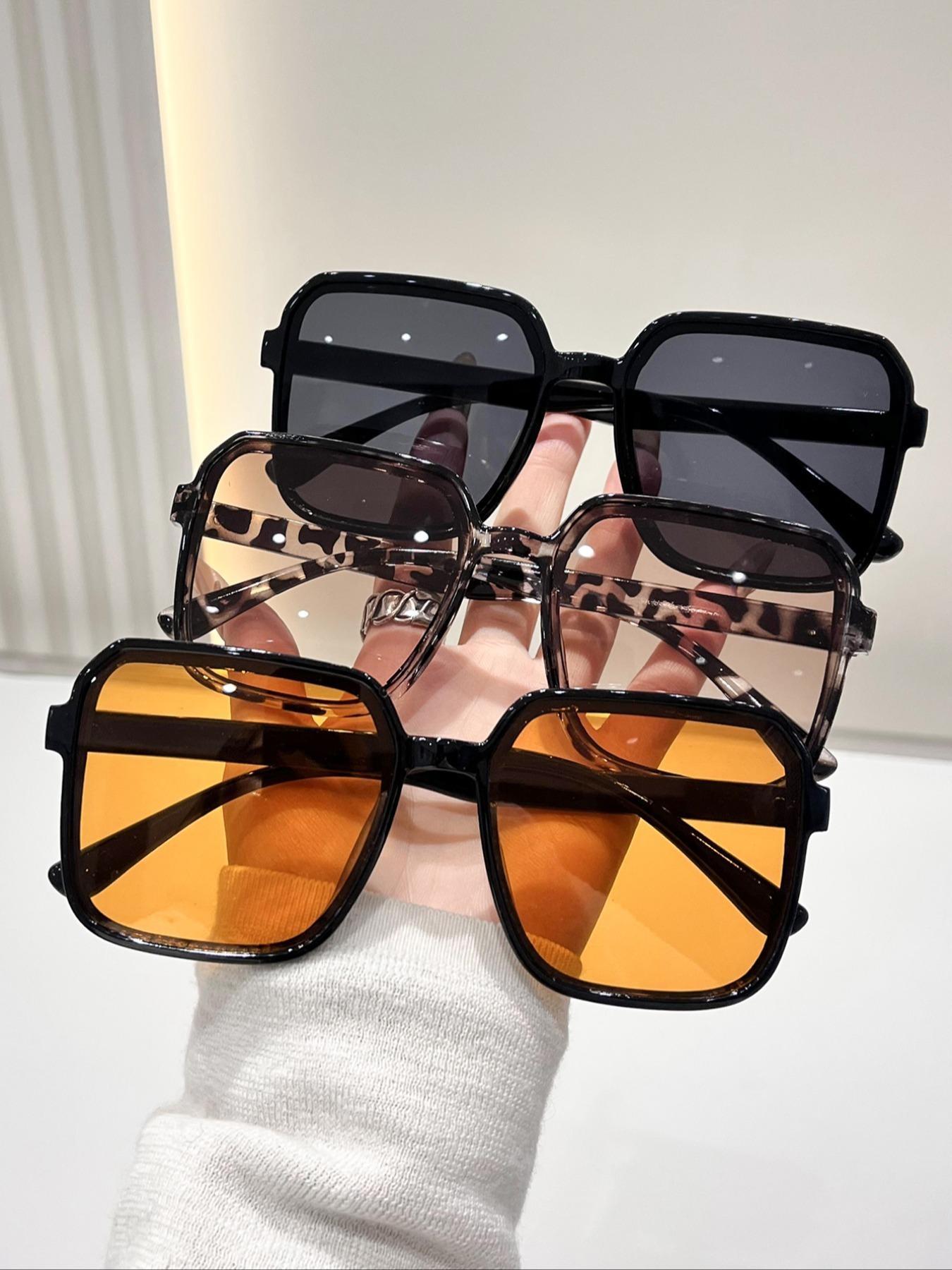 Elegant Square Leopard Pattern Trendy Casual Sunglasses for Women, 3 Pairs Classic Style, Perfect for Vacation, Driving, Shopping, and More