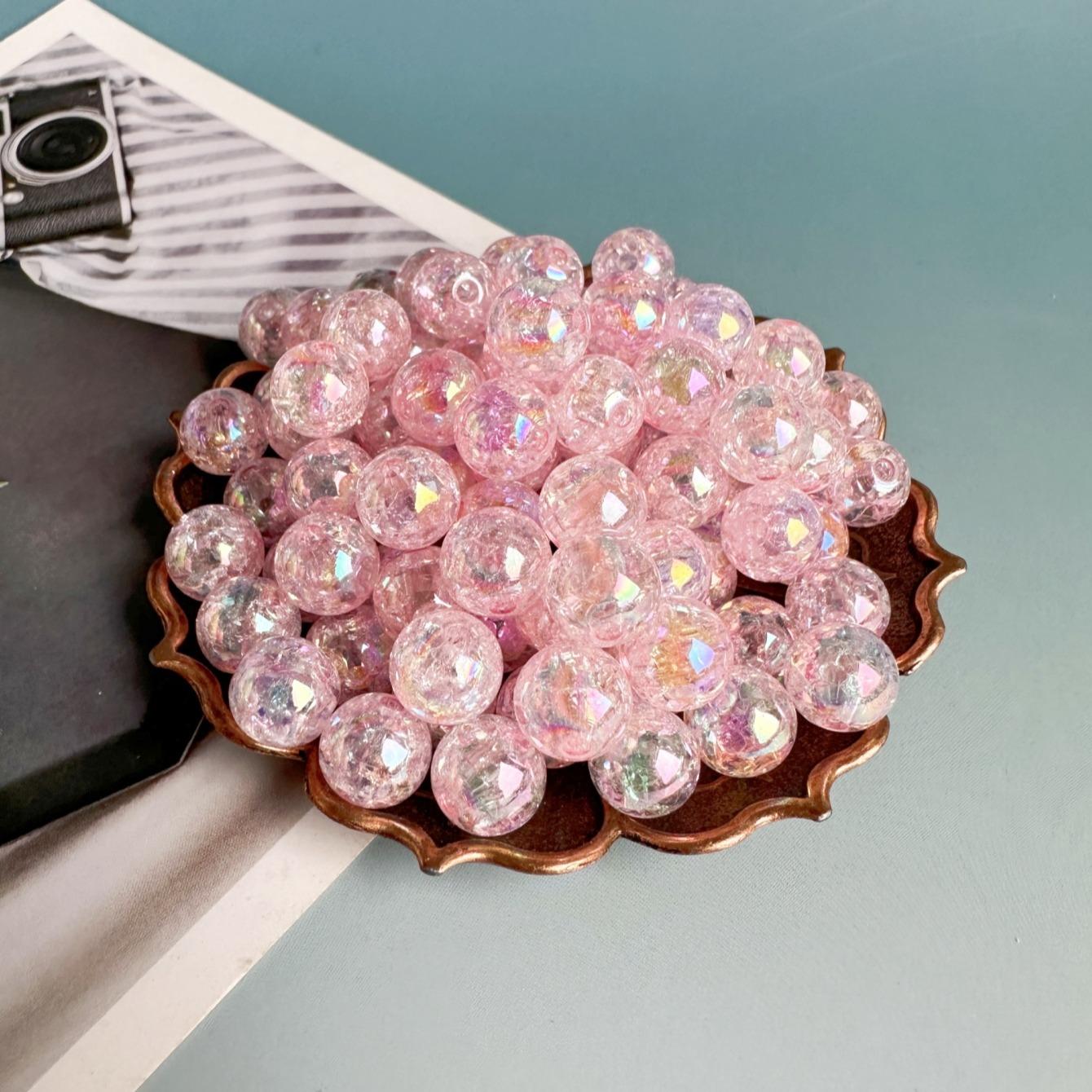 8mm/10mm Glitter Bead (100pcs/set), DIY Bead Charm Accessory for Necklace & Bracelet & Phone Bag Pendant, Jewelry Making Supplies for Women & Teenager