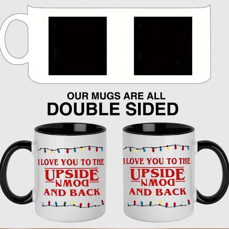 Fun Upside Down Coffee Mug, I Love You Reversed Ceramic Cup, Birthday Gift, Anniversary Present, 11oz/325ML