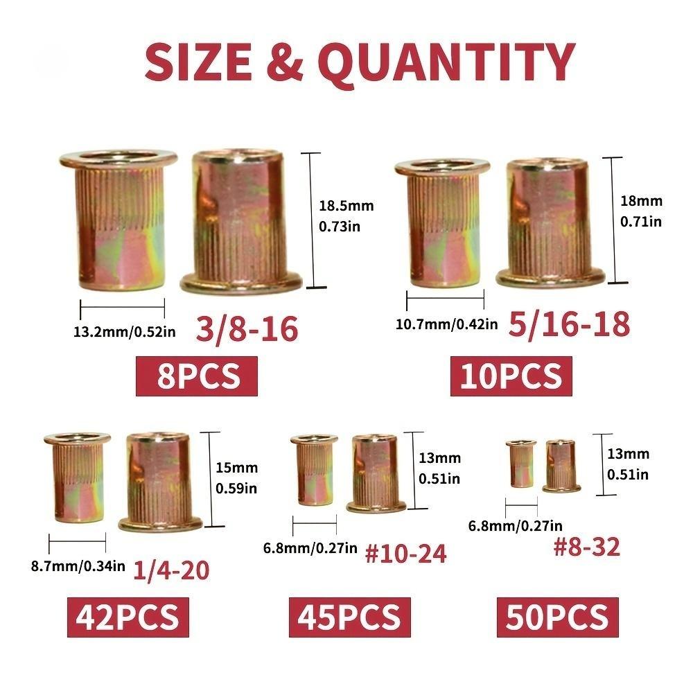 Locking nut combination set, nut kit, flat-head threaded embedded nut combination set.
