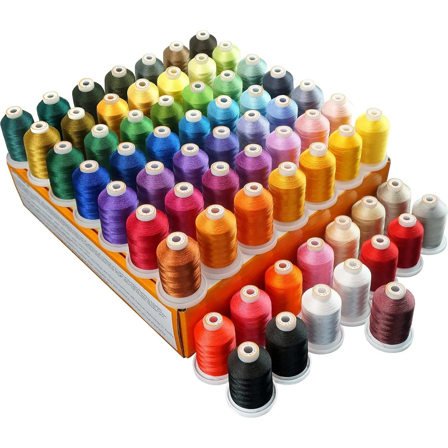 64 Spools 1000M (1100Y) Polyester Embroidery Machine Thread Kit for Professional Embroiderer and Beginner Each Spool with Locking Base Resists Thread Tangling