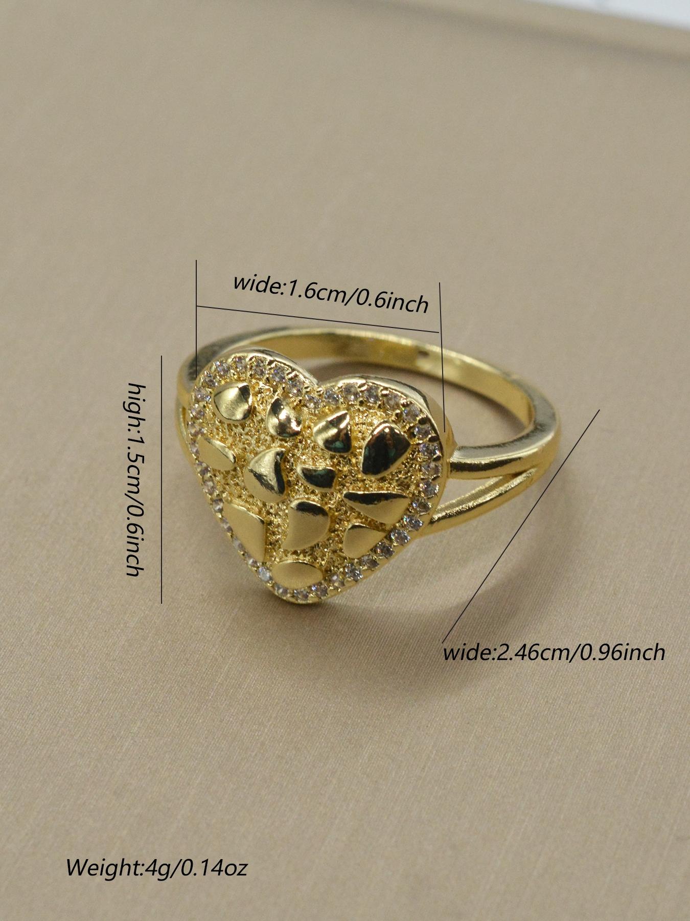 Gold Heart Statement Ring for Women |   Elegant Sparkly Fashion Jewelry Gift