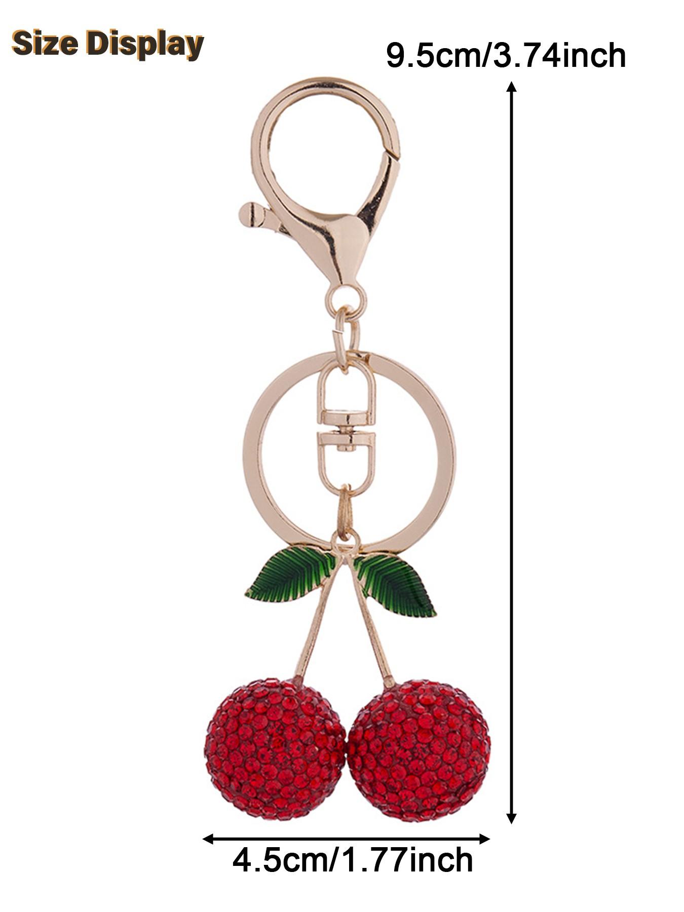 Rhinestone strawberry keychain, sparkly cherry bag charm, rhinestone fruit pendant, jubilee-themed bag decoration, full rhinestone keychain, luxurious pendant, sparkly bag accessory, full rhinestone strawberry accessory, full rhinestone cherry bag charm