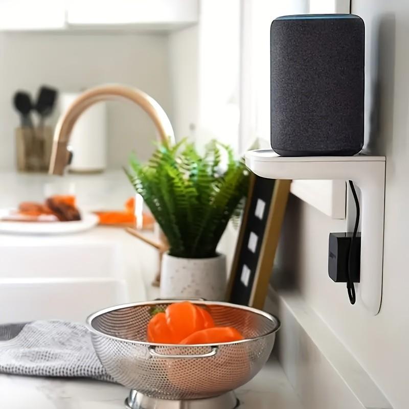 Space-Saving Socket Rack Wall Mount, Decorative Easy Installation, Supports Smart Home Speakers and Devices, Max Weight 10 Lbs, Abs Material