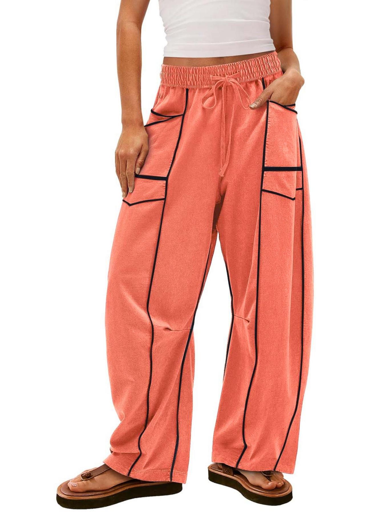 Women's Style Loose Wide Leg Casual Sports Drawstring High Waist Long Pants, Comfortable and Stylish Women's Clothing