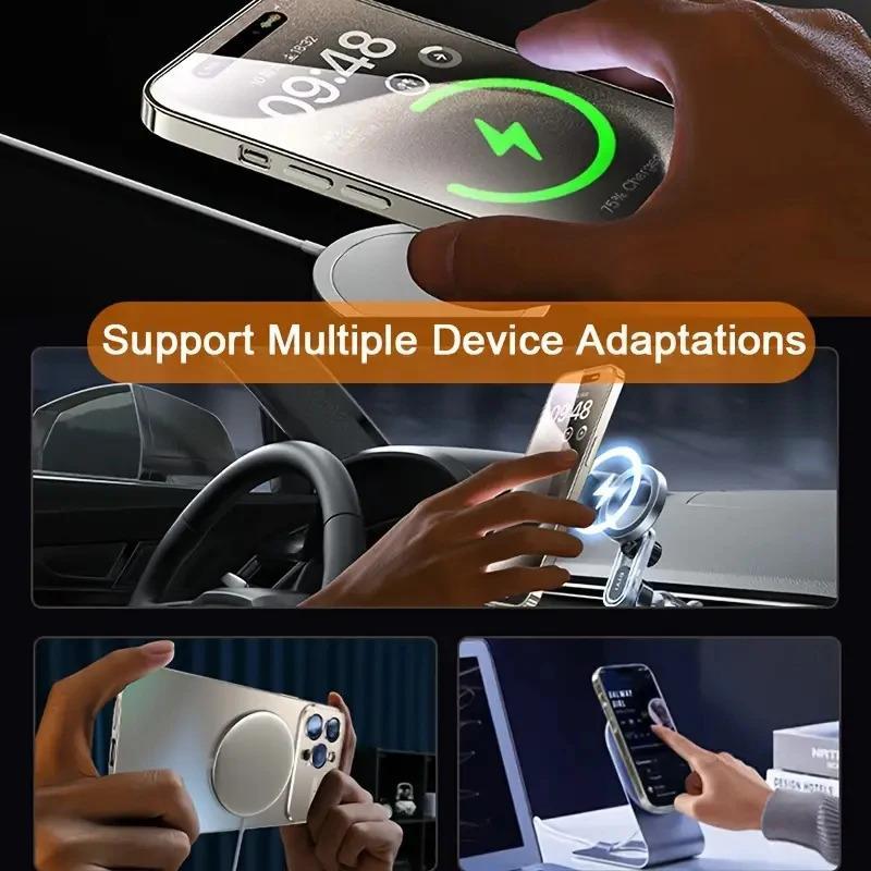 High-Quality Matte Titanium-Color Magnetic Casing for iPhone 11-17 Pro Max, Smartphone Handheld Devices Protection Cover Compatible with MagSafe Wireless Charging, Accessories