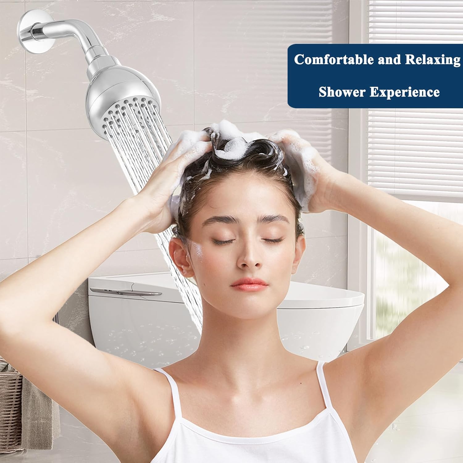 Shower Head 360 Degree Rotating Self-Cleaning Nozzle, Water Saving Flow Optimizer, Easy Installation Rustproof Abs, Adult Elderly Spa Shower