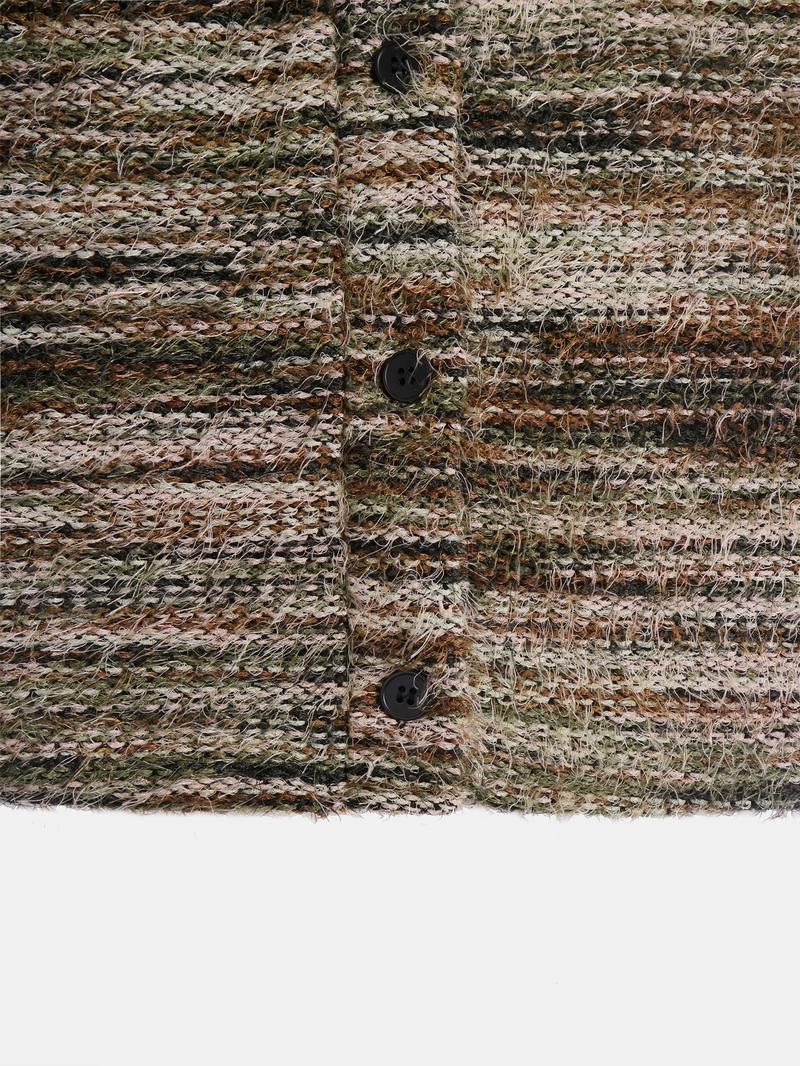 Women's Y2K Drop Shoulder Striped Button Front Cardigan, Loose-Fitting Knit Sweater with Buttons, Fall & Winter Fashion, Casual Style